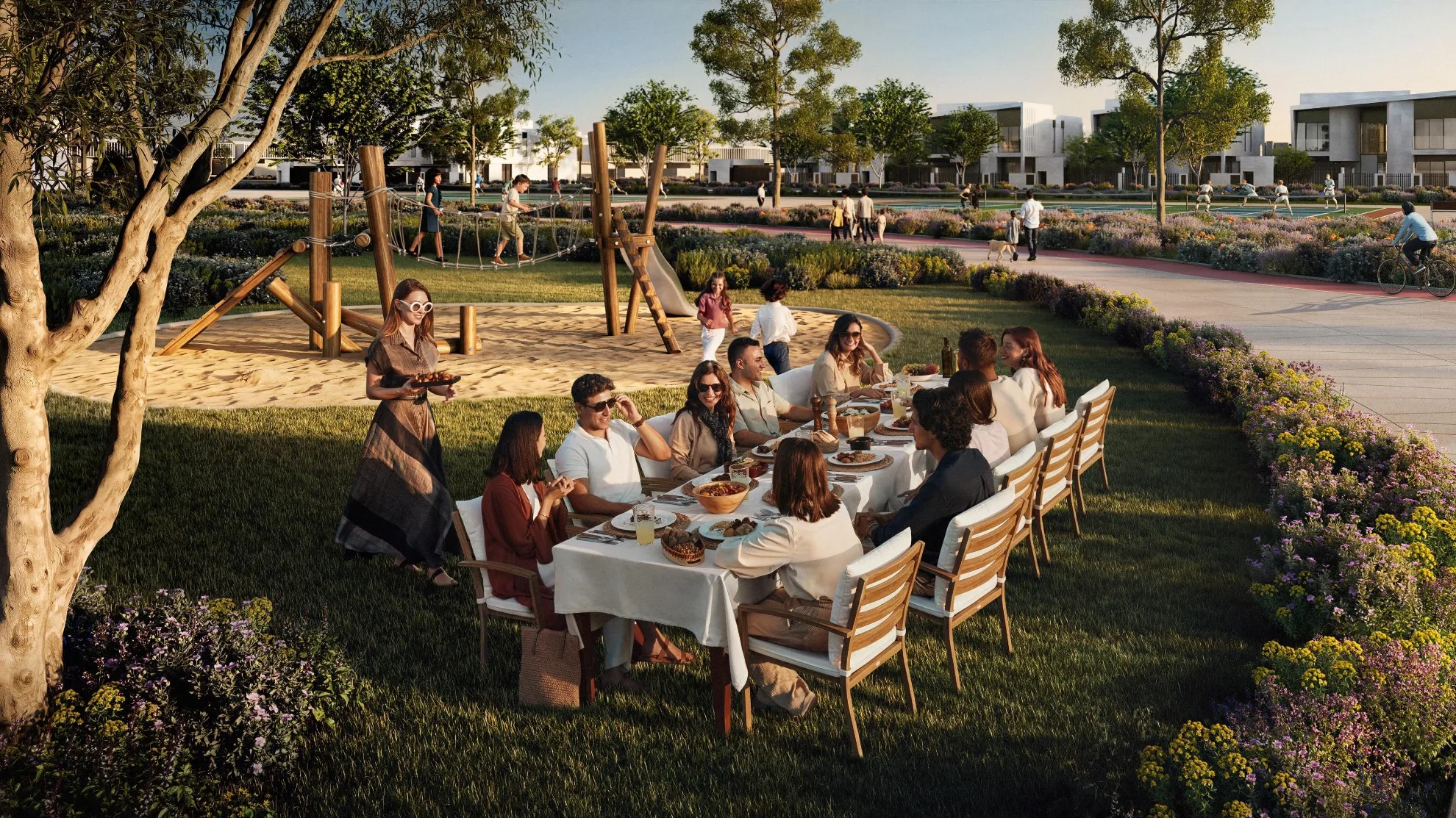 Dining in the landscape at Lunaya